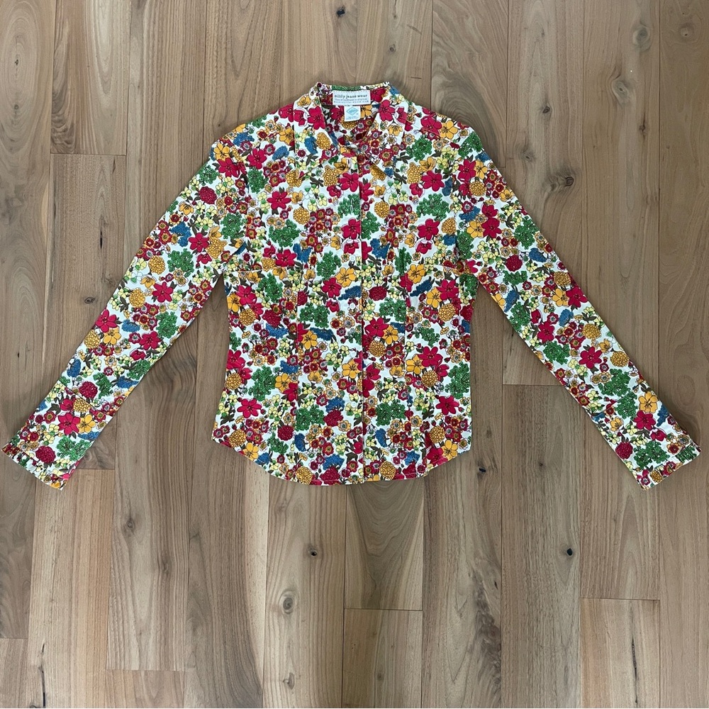 Oilily Funky Multicolor Floral Button Up Blouse